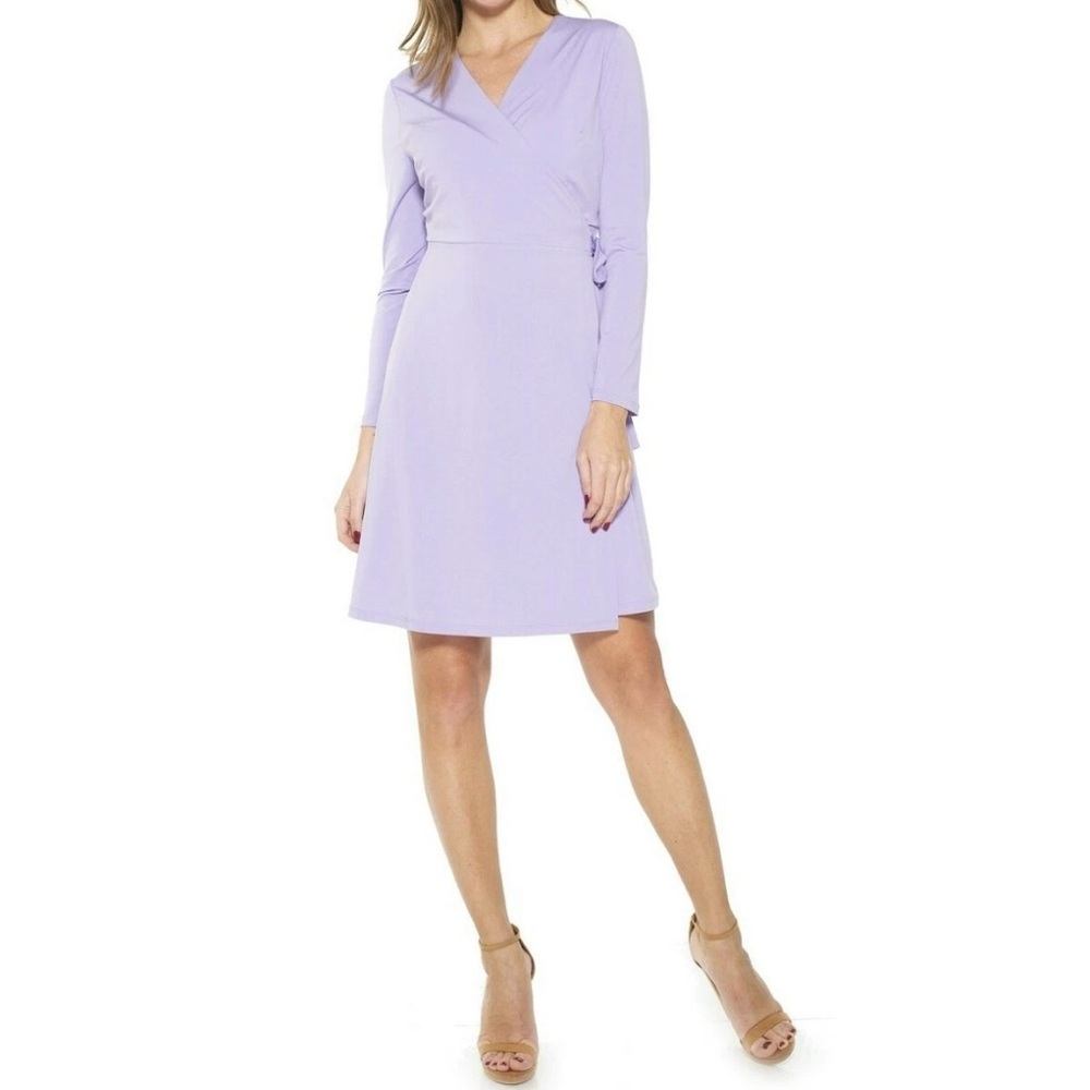 ALEXIA ADMOR Womens Amelia Wrap Dress Sz Medium Lilac Long Sleeve